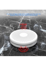 Tuya WIFI 2 in 1 Smoke Carbon Monoxide Combo Detector CO Smoke Alarm Sensor with LED Indicator, AA Battery Power