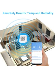 مستشعر درجة الحرارة والرطوبة من Tuya يعمل بالواي فاي لعام 2022 للمنزل الذكي عن طريق جهاز تحكم عن بعد SmartLife مع عرض يدعم أليكسا جوجل