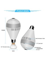 360 Degree Wireless Panoramic WiFi Camera Fisheye 3MP Night Vision Home Security IP Camera E27 Camera Audio Bulb