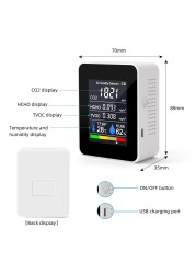 5 In 1 Formaldehyde Hcho Tvoc Tester Co2 Sensor Air Quality Monitor Indoor Detector