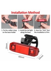 LED Mountain Bike Taillight USB Rechargeable Bike Tail Light Waterproof MTB Safety Warning Cycling Taillight Rear Lamp