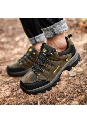 Men Climbing Hiking Shoes Couples Lace Up Sneaker Leather Designer Trainers Outdoor Non-slip Men Trekking Shoes Zapatos Hombre