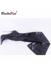 Wonderham New 16cm Ultra-thin Metal Heel Extreme High Heels Matte Leather Sexy Wonder Girls Nightclub Lace Up Over the Knee Boots