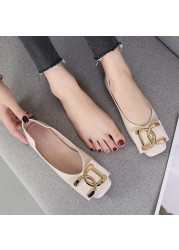 2021 ballerina shoes women spring fashion ballet flats shoes square toe patent leather shoes loafers women girls