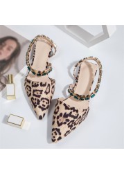 ZA Rhinestones Sandals Women Sexy High Heels Women Shoes Leopard Style Women Shoes Party Femme Shoes 2022 Summer New Sandals