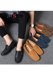 Handmade Genuine Leather Men Loafers Comfortable Slip On Driving Casual Shoes Brand Soft Moccasins Plus Size 37-47 Dropshipping