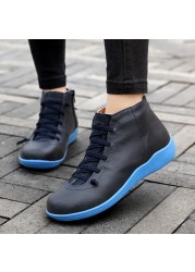 Unisex Ankle Boots Women's Solid Boots Fashion Boots High Cut Women Spring Boots Motorcycle Leather Boots Thigh High Flat Shoes