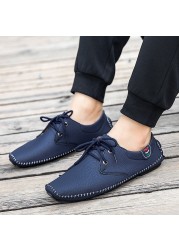 New men's casual shoes fashion high quality leather driving shoes classic comfortable handmade men's flat shoes large size 38-48