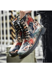 Women's shoes street fashion couples shoes high quality graffiti printing Martin boots outdoor ankle boots casual shoes for women