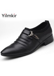 Casual pointed toe formal wear men oxford shoes fashion real business men wear shoes popular banquet all-match flat shoes