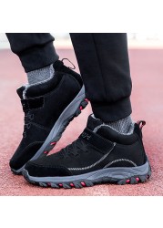 Waterproof Winter Men Boots Faux Suede Warm Snow Couples Boots Men Work Casual Shoes High Top Non-slip Ankle Boots Winter Boots