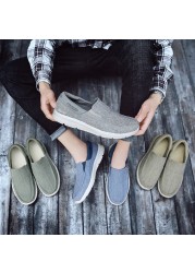 2022 New Summer Men Canvas Shoes Lightweight Breathable Soft Slip On Casual Shoes Fashion Beach Vacation Loafers Plus Size 48