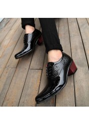 Men Wedding Sneakers Increase Leather Shoes Men Oxford Platform Shoes Pointed Toe Work Shoes High Heel Dress Sabatos G16