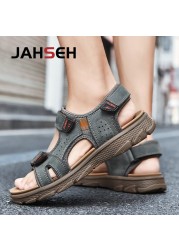 Super Light Summer Men Sandals Brand Beach Water Shoes Outdoor Breathable Trekking Fashion Sandals Fishing Genuine Leather Shoes