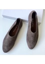 Women's shoes genuine leather 2021 new casual plus size pointed toe women's loafers suede shoes ladies work shoes