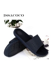 ISSACOCO الرجال شقة داخلي نِعال تدليك الرجال المنزل عدم الانزلاق نِعال تدليك Zapatos Hombre شاطئ الوجه يتخبط الرجال الشرائح