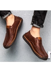 Handmade casual men's shoes men's shoes comfortable style lace-up men's loafers shoes men loafers large size 48