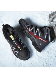 2022 Winter Warm Snow Tactical Ankle Boots Men Outdoor Hiking Boots Plush Waterproof Casual Combat Trekking Camping Sneakers