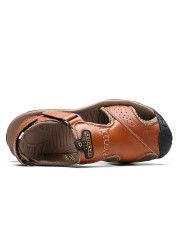 Classic Men Sandals Summer Soft Comfortable Men Sandalias Split Leather Sandals Plus Size Soft Outdoor Men Roman Sandals