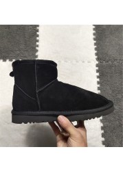 2021 Australia women snow boots 100% genuine cowhide leather ankle boots warm winter shoes woman black boots plus size 34-44