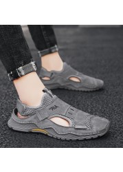 2022 new summer handmade mesh casual sneakers breathable men shoes outdoor beach slip-resistant shoes comfortable men sandals large size