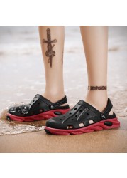 Fashion Men Slippers Outdoor Sneakers Beach Sandals Garden Shoes Comfortable Lightweight EVA Slippers Double Color Clogs