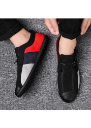 Loafers Men Canvas Shoes Sneakers Fashion Campus Breathable Casual Shoes Zipper Sneakers Shoes Trendy Color Matching Shoes