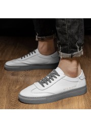 Luxury genuine leather shoes men's white sneakers casual shoes Korean version fashion casual shoes