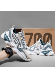 Mesh stitching breathable lace-up platform alibaba sneakers spring 2022 new fashion lightweight increase running shoes men