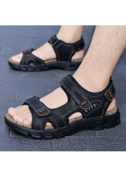 Classic Brand Men Sandals Summer Genuine Leather Sandals Men Outdoor Casual Sandal Lightweight Fashion Men Sneakers Size 38-46