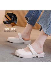 Baotou half slippers women's clothing 2021 spring and summer new net red fashion flat bottom lazy soft leather sandals