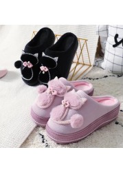 Winter Warm Slippers Polyester Cotton Women Home Shoes Lovely Non-slip Indoor Slides Corduroy Couple Slippers Women's Shoes