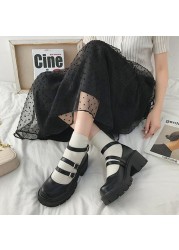 Rimocy Spring Thick Heel Platform Mary Janes Women Sweet Lovely Ankle Strap Lolita Shoes Woman Patent Leather High Heels Pumps