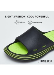 UTUNE Outdoor Women Summer Shoes Runway Slippers Outside EVA Men Beach Slides Soft Thick Sole Non-slip Sandals Indoor Bathroom