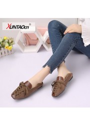 Personality women shoes 2021 spring lace-up loafers fashion soft square toe flats for women shoes black loafers women