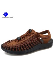 2022 summer men sandals fashion handmade fabric design beach sandals breathable casual flat sandals outdoor sandals large size