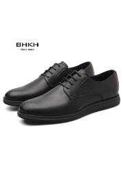 BHKH 2022 leather men casual shoes smart business office work lace-up light dress men shoes