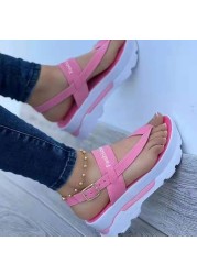 Women Platform Wedges Buckle Sandals Ladies Summer Roman Sandals Buckle Non-slip Beach Sandals Plus Size 35~43 Sandales Femme