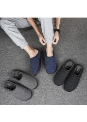 Men Slippers Indoor Floor Flat Shoes Winter Warm Cotton Plush Slippers Couples Fashion Casual Home Slippers Bedroom Slippers