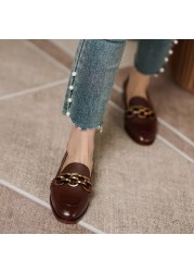 2021 New Women's Series Loafers Low Heel Genuine Leather Round Toe Slip-On Loafers Ladies Comfortable Casual Spring Shoes