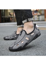 2022 New Summer Men's Soft Leather Casual Shoes Luxury Fashion Soft Loafers Moccasins Breathable Non-Slip Driving Shoes Big Size