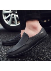 Genuine Leather Men Casual Shoes Brand 2020 Italian Men Shoes Moccasins Breathable Slip On Black Driving Shoes Plus Size 37-47