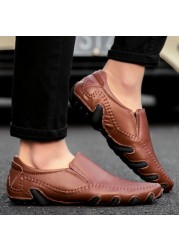 Men's casual genuine leather shoes, waterproof moccasin shoes, comfortable driving sports shoes, men's fashion