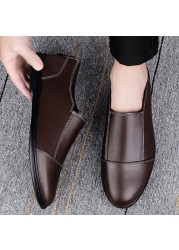 Summer outdoor soft men shoes leather loafers slip on comfortable driving shoes moccasins casual driving shoes