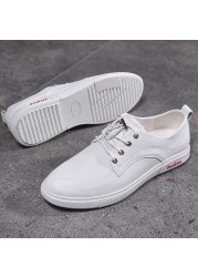 Men Sneakers Genuine Leather Men Casual Shoes Slip-on Breathable Soft Summer Flats Shoes Simple Style Fashion White Shoes