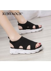 2022 New Summer Women Sandals Sexy Shoes Crystal Casual Woman Flats Buckle Strap Ladies Fashion Beach Shoe Big Size