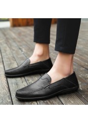 BTMOTTZ Summer Men Casual Shoes Luxury Brand Genuine Leather Mens Loafers Moccasins 2020 Italian Breathable Slip On Boat Shoes