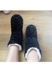 women cotton slippers winter warm feel ce indoor floor shoes socks love style slip-on soft non-slip female plush shoes