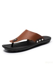 Slippers summer flip flops for men beach slippers sandals brown comfortable shoes non-slip bathroom shoes men slides