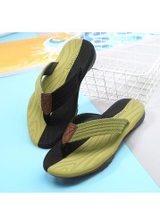 men summer flip flops beach sandals anti-slip casual flat shoes patchwork slippers home slippers for men